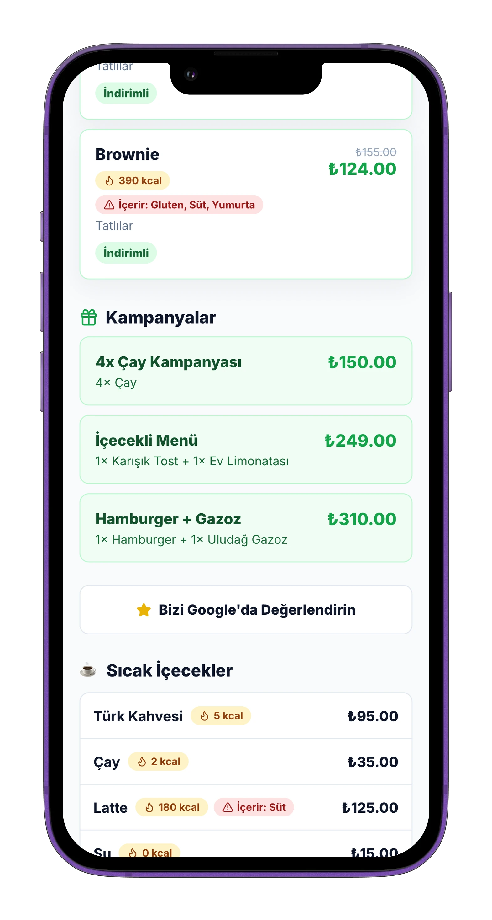 İşlek Kampanya ve Google Yorumları Ekranı